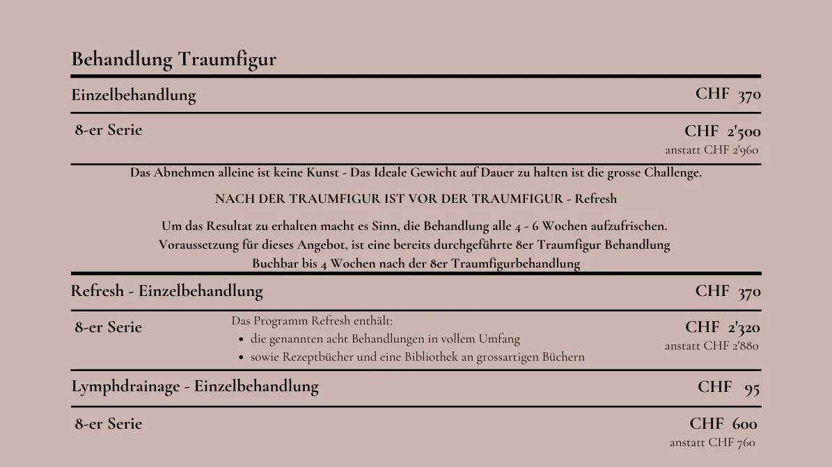 Preisliste Traumfigur